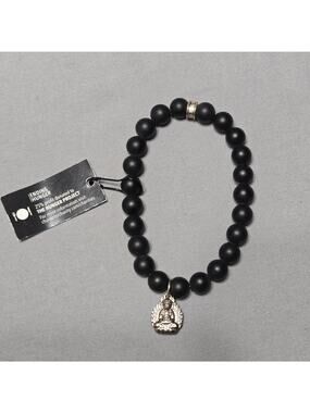 Chavez for Charity Matte Black Onyx Buddha Charm Bracelet